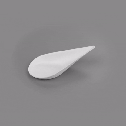 Pulp Safe No PFAS Added Teardrop White Sugarcane / Bagasse Tasting Spoon - Home Compostable - 4 1/4" x 2" x 1 1/4" - 100 count box