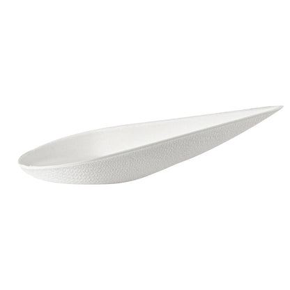 Pulp Safe No PFAS Added Teardrop White Sugarcane / Bagasse Tasting Spoon - Home Compostable - 4 1/4" x 2" x 1 1/4" - 100 count box