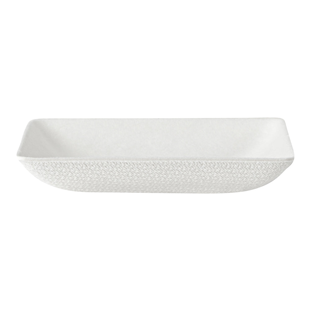 Pulp Safe No PFAS Added Square White Sugarcane / Bagasse Mini Modern Plate - Home Compostable - 2 1/2" x 2 1/2" x 1/2" - 100 count box