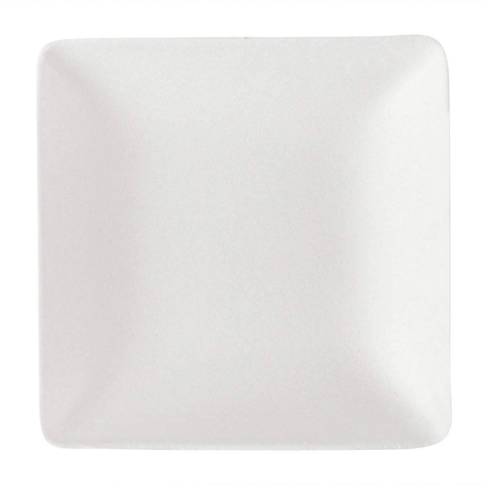 Pulp Safe No PFAS Added Square White Sugarcane / Bagasse Mini Modern Plate - Home Compostable - 2 1/2" x 2 1/2" x 1/2" - 100 count box