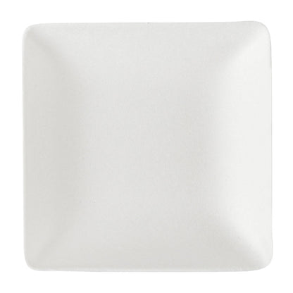 Pulp Safe No PFAS Added Square White Sugarcane / Bagasse Mini Modern Plate - Home Compostable - 2 1/2" x 2 1/2" x 1/2" - 100 count box