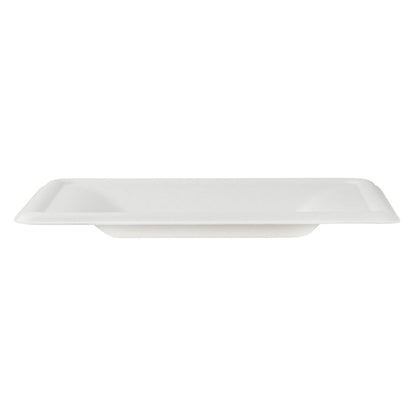 Pulp Safe No PFAS Added Square White Sugarcane / Bagasse Medium Plate - Home Compostable - 8" x 8" x 1/2" - 100 count box