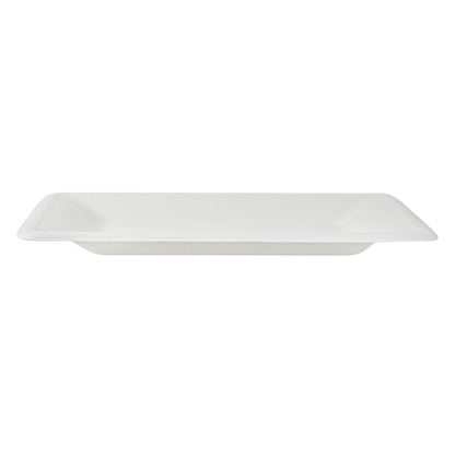 Pulp Safe No PFAS Added Square White Sugarcane / Bagasse Large Plate - Home Compostable - 10 1/4" x 10 1/4" x 1/2" - 100 count box
