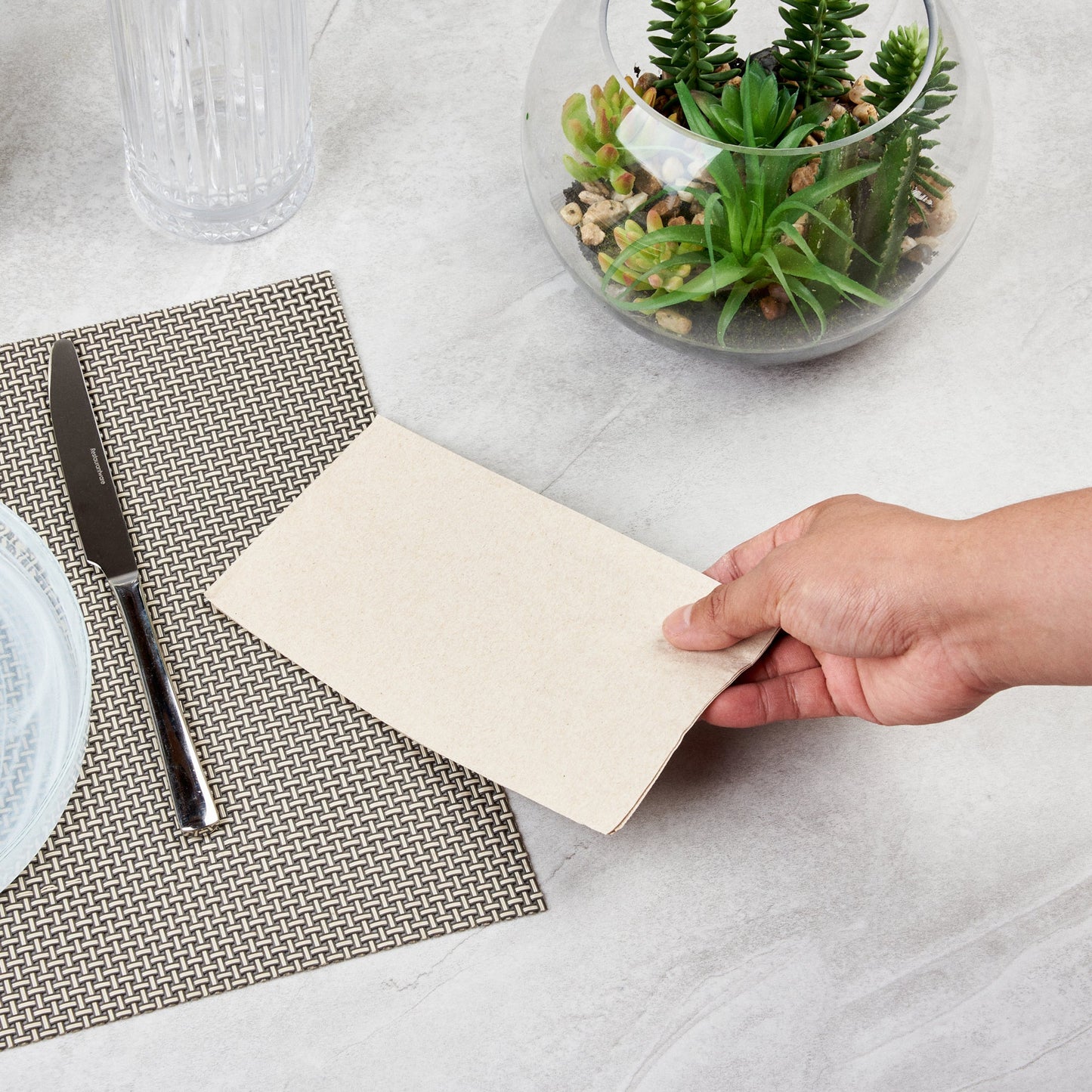 Saving Nature Rectangle Kraft Paper Dinner Napkin - 2-Ply - 17" x 15" - 150 count box