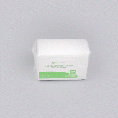 Saving Nature Rectangle White Paper Dinner Napkin - 2-Ply - 17" x 15" - 150 count box