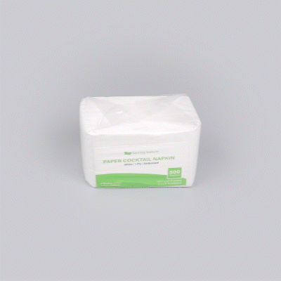 Saving Nature Square White Paper Cocktail Napkin - 1-Ply - 9" x 9" - 500 count box