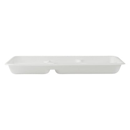 Pulp Safe No PFAS Added Rectangle White Sugarcane / Bagasse Food Tray - Home Compostable, 5 Compartments - 10 1/2" x 8 1/2" - 100 count box