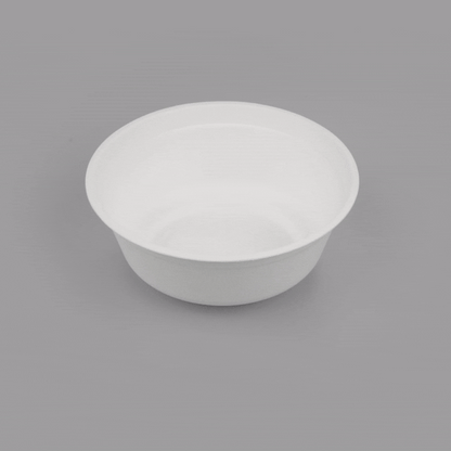 Pulp Safe No PFAS Added 32 oz Round White Sugarcane / Bagasse Salad Bowl - Home Compostable - 7" x 7" x 2 3/4" - 100 count box