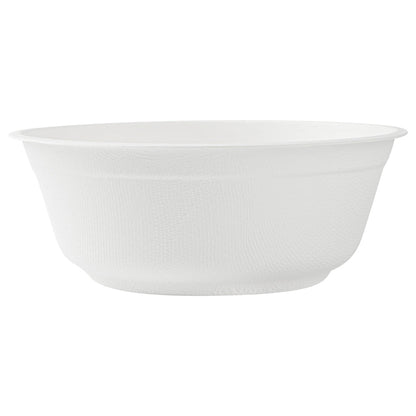 Pulp Safe No PFAS Added 32 oz Round White Sugarcane / Bagasse Salad Bowl - Home Compostable - 7" x 7" x 2 3/4" - 100 count box