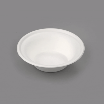 Pulp Safe No PFAS Added 12 oz Round White Sugarcane / Bagasse Bowl - Home Compostable - 6" x 6" x 1 3/4" - 100 count box