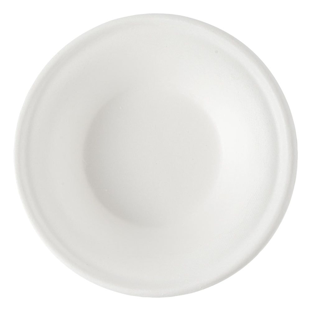 Pulp Safe No PFAS Added 12 oz Round White Sugarcane / Bagasse Bowl - Home Compostable - 6" x 6" x 1 3/4" - 100 count box