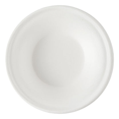 Pulp Safe No PFAS Added 12 oz Round White Sugarcane / Bagasse Bowl - Home Compostable - 6" x 6" x 1 3/4" - 100 count box