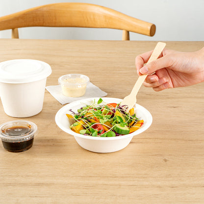 Pulp Safe No PFAS Added 12 oz Round White Sugarcane / Bagasse Bowl - Home Compostable - 6" x 6" x 1 3/4" - 100 count box