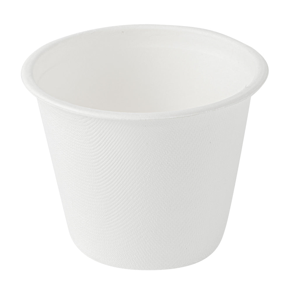 Pulp Safe No PFAS Added 15 oz Round White Sugarcane / Bagasse Soup Cup - Home Compostable - 4" x 4" x 3 1/4" - 100 count box