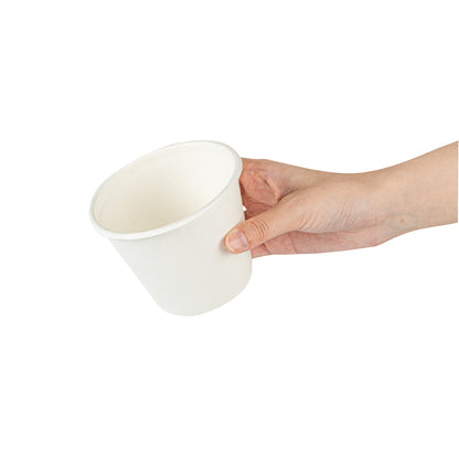 Pulp Safe No PFAS Added 15 oz Round White Sugarcane / Bagasse Soup Cup - Home Compostable - 4" x 4" x 3 1/4" - 100 count box