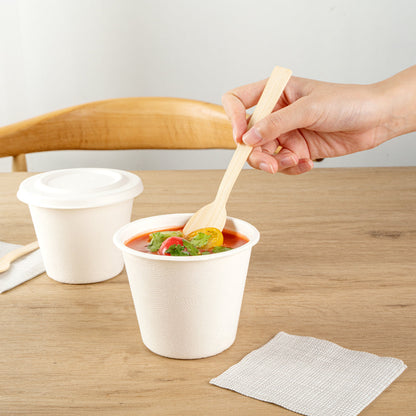 Pulp Safe No PFAS Added 15 oz Round White Sugarcane / Bagasse Soup Cup - Home Compostable - 4" x 4" x 3 1/4" - 100 count box