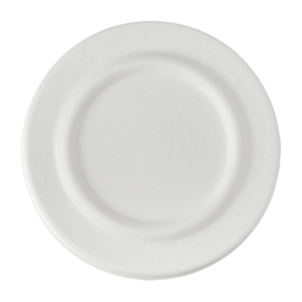 Pulp Safe No PFAS Added Round White Sugarcane / Bagasse Lid - Home Compostable, Fits 15 oz Soup Cup - 100 count box