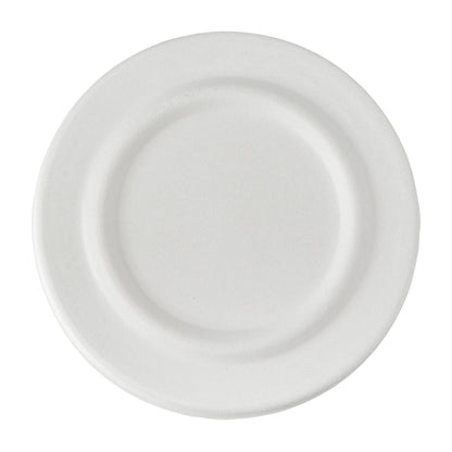 Pulp Safe No PFAS Added Round White Sugarcane / Bagasse Lid - Home Compostable, Fits 15 oz Soup Cup - 100 count box