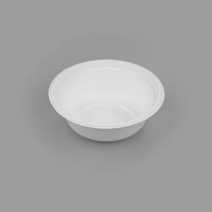 Pulp Safe No PFAS Added 18 oz Round White Sugarcane / Bagasse Salad Bowl - Home Compostable - 6 1/4" x 6 1/4" x 1 3/4" - 100 count box