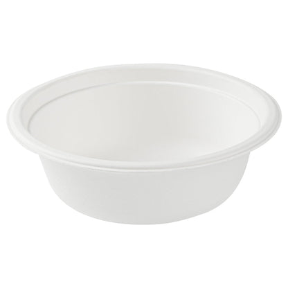 Pulp Safe No PFAS Added 18 oz Round White Sugarcane / Bagasse Salad Bowl - Home Compostable - 6 1/4" x 6 1/4" x 1 3/4" - 100 count box