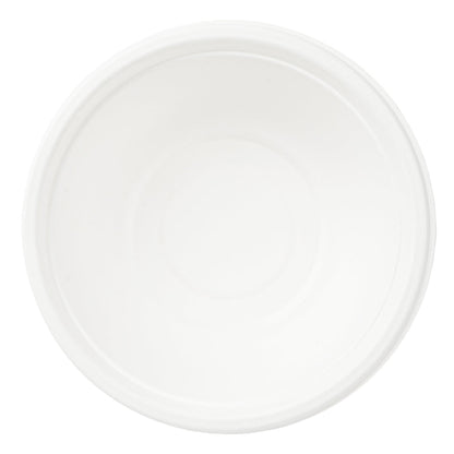 Pulp Safe No PFAS Added 18 oz Round White Sugarcane / Bagasse Salad Bowl - Home Compostable - 6 1/4" x 6 1/4" x 1 3/4" - 100 count box