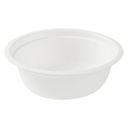 Pulp Safe No PFAS Added 12 oz Round White Sugarcane / Bagasse Salad Bowl - Home Compostable - 5 1/4" x 5 1/4" x 1 3/4" - 100 count box
