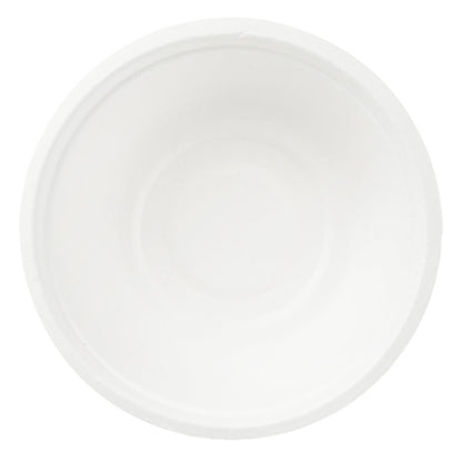 Pulp Safe No PFAS Added 12 oz Round White Sugarcane / Bagasse Salad Bowl - Home Compostable - 5 1/4" x 5 1/4" x 1 3/4" - 100 count box