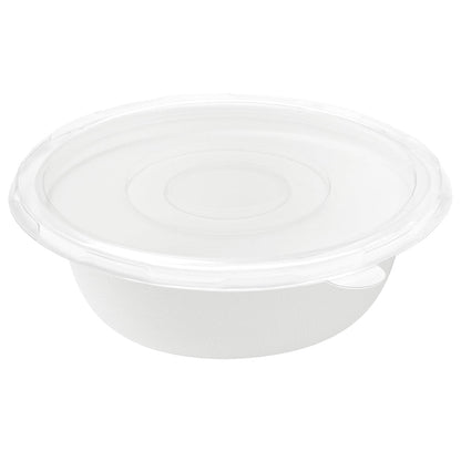 Pulp Safe No PFAS Added 12 oz Round White Sugarcane / Bagasse Salad Bowl - Home Compostable - 5 1/4" x 5 1/4" x 1 3/4" - 100 count box