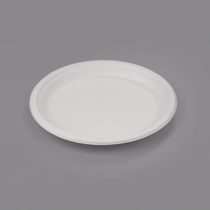 Pulp Safe No PFAS Added Round White Sugarcane / Bagasse Extra Large Plate - Home Compostable - 11 3/4" x 11 3/4" x 1" - 100 count box