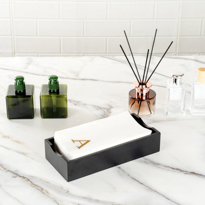 Luxenap Rectangle Gold Letter A White Paper Linen-Feel Guest Towel / Napkin - Air Laid, Sans Serif Font - 15 3/4" x 8" - 2000 count box