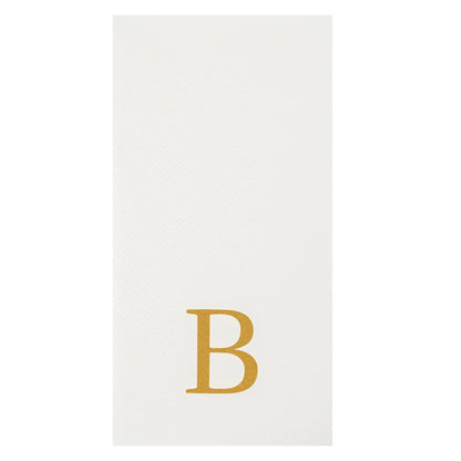 Luxenap Rectangle Gold Letter B White Paper Linen-Feel Guest Towel / Napkin - Air Laid, Sans Serif Font - 15 3/4" x 8" - 50 count box