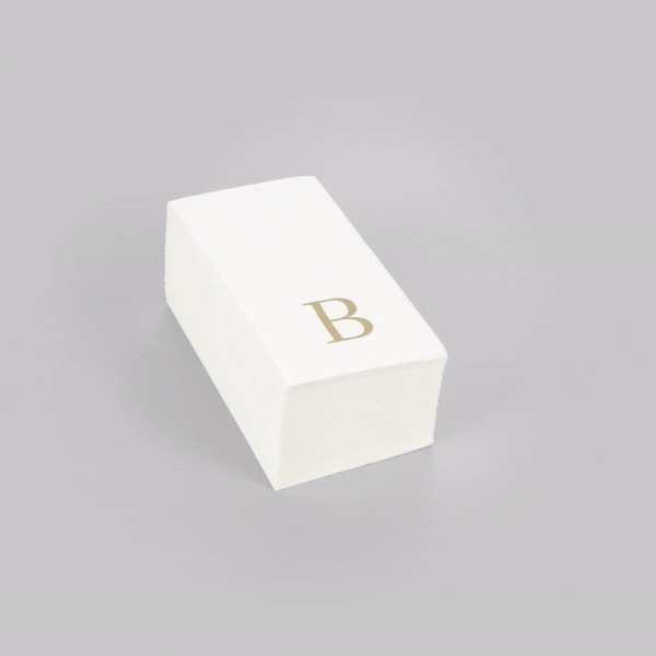 Luxenap Rectangle Gold Letter B White Paper Linen-Feel Guest Towel / Napkin - Air Laid, Sans Serif Font - 15 3/4" x 8" - 2000 count box