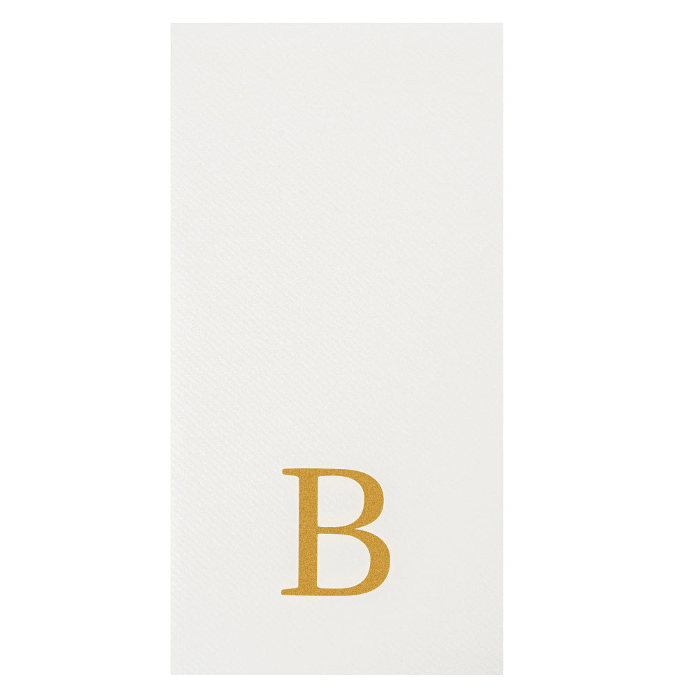 Luxenap Rectangle Gold Letter B White Paper Linen-Feel Guest Towel / Napkin - Air Laid, Sans Serif Font - 15 3/4" x 8" - 2000 count box