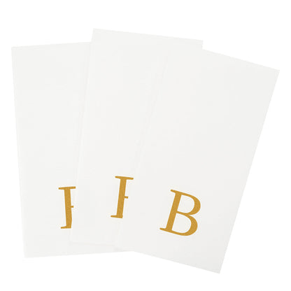 Luxenap Rectangle Gold Letter B White Paper Linen-Feel Guest Towel / Napkin - Air Laid, Sans Serif Font - 15 3/4" x 8" - 2000 count box