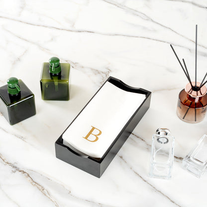 Luxenap Rectangle Gold Letter B White Paper Linen-Feel Guest Towel / Napkin - Air Laid, Sans Serif Font - 15 3/4" x 8" - 2000 count box