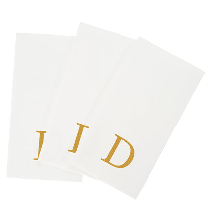 Luxenap Rectangle Gold Letter D White Paper Linen-Feel Guest Towel / Napkin - Air Laid, Sans Serif Font - 15 3/4" x 8" - 2000 count box