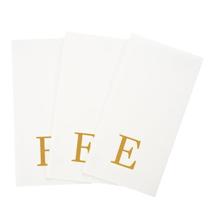 Luxenap Rectangle Gold Letter E White Paper Linen-Feel Guest Towel / Napkin - Air Laid, Sans Serif Font - 15 3/4" x 8" - 2000 count box