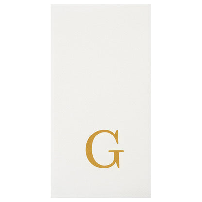 Luxenap Rectangle Gold Letter G White Paper Linen-Feel Guest Towel / Napkin - Air Laid, Sans Serif Font - 15 3/4" x 8" - 2000 count box