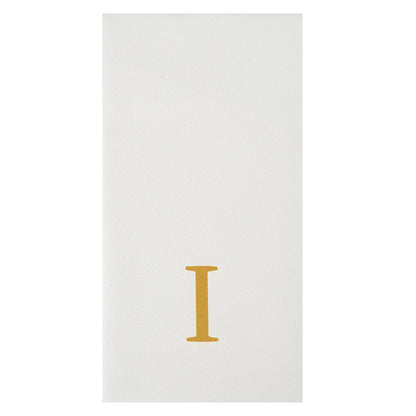 Luxenap Rectangle Gold Letter I White Paper Linen-Feel Guest Towel / Napkin - Air Laid, Sans Serif Font - 15 3/4" x 8" - 2000 count box