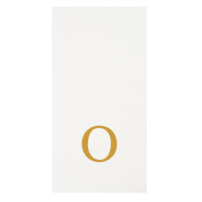 Luxenap Rectangle Gold Letter O White Paper Linen-Feel Guest Towel / Napkin - Air Laid, Sans Serif Font - 15 3/4" x 8" - 50 count box