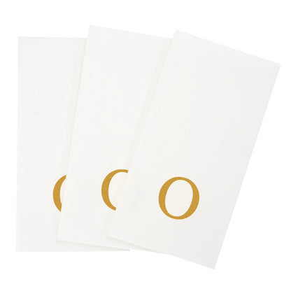 Luxenap Rectangle Gold Letter O White Paper Linen-Feel Guest Towel / Napkin - Air Laid, Sans Serif Font - 15 3/4" x 8" - 50 count box