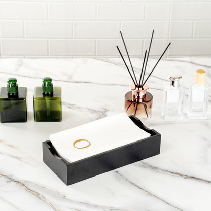Luxenap Rectangle Gold Letter O White Paper Linen-Feel Guest Towel / Napkin - Air Laid, Sans Serif Font - 15 3/4" x 8" - 50 count box