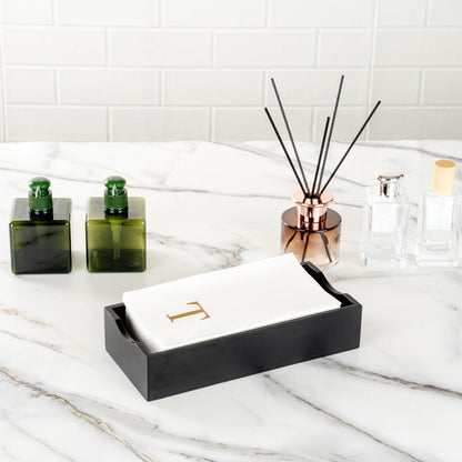 Luxenap Rectangle Gold Letter T White Paper Linen-Feel Guest Towel / Napkin - Air Laid, Sans Serif Font - 15 3/4" x 8" - 2000 count box