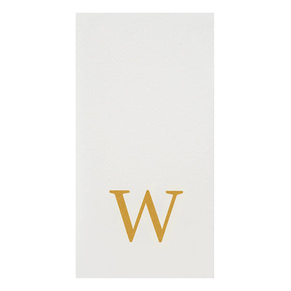 Luxenap Rectangle Gold Letter W White Paper Linen-Feel Guest Towel / Napkin - Air Laid, Sans Serif Font - 15 3/4" x 8" - 50 count box