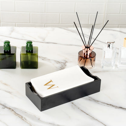 Luxenap Rectangle Gold Letter W White Paper Linen-Feel Guest Towel / Napkin - Air Laid, Sans Serif Font - 15 3/4" x 8" - 50 count box