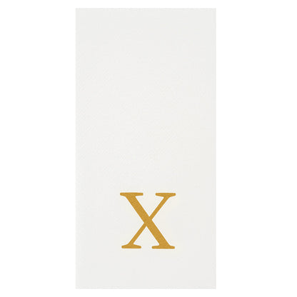 Luxenap Rectangle Gold Letter X White Paper Linen-Feel Guest Towel / Napkin - Air Laid, Sans Serif Font - 15 3/4" x 8" - 2000 count box
