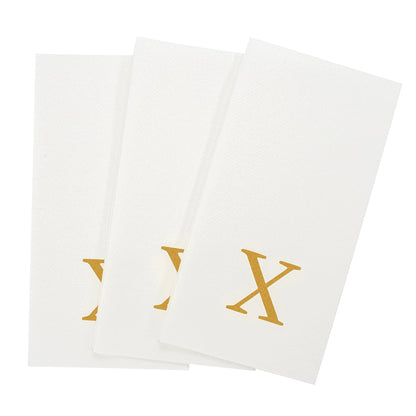 Luxenap Rectangle Gold Letter X White Paper Linen-Feel Guest Towel / Napkin - Air Laid, Sans Serif Font - 15 3/4" x 8" - 2000 count box