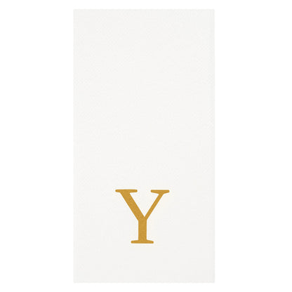 Luxenap Rectangle Gold Letter Y White Paper Linen-Feel Guest Towel / Napkin - Air Laid, Sans Serif Font - 15 3/4" x 8" - 2000 count box