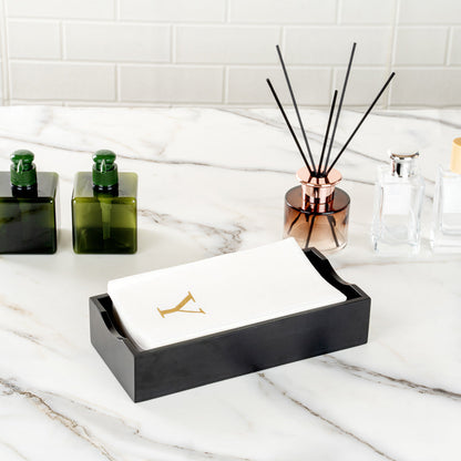 Luxenap Rectangle Gold Letter Y White Paper Linen-Feel Guest Towel / Napkin - Air Laid, Sans Serif Font - 15 3/4" x 8" - 2000 count box