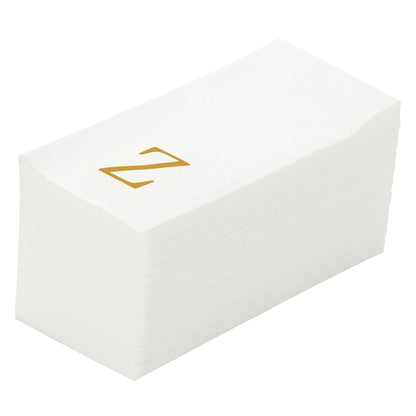 Luxenap Rectangle Gold Letter Z White Paper Linen-Feel Guest Towel / Napkin - Air Laid, Sans Serif Font - 15 3/4" x 8" - 2000 count box